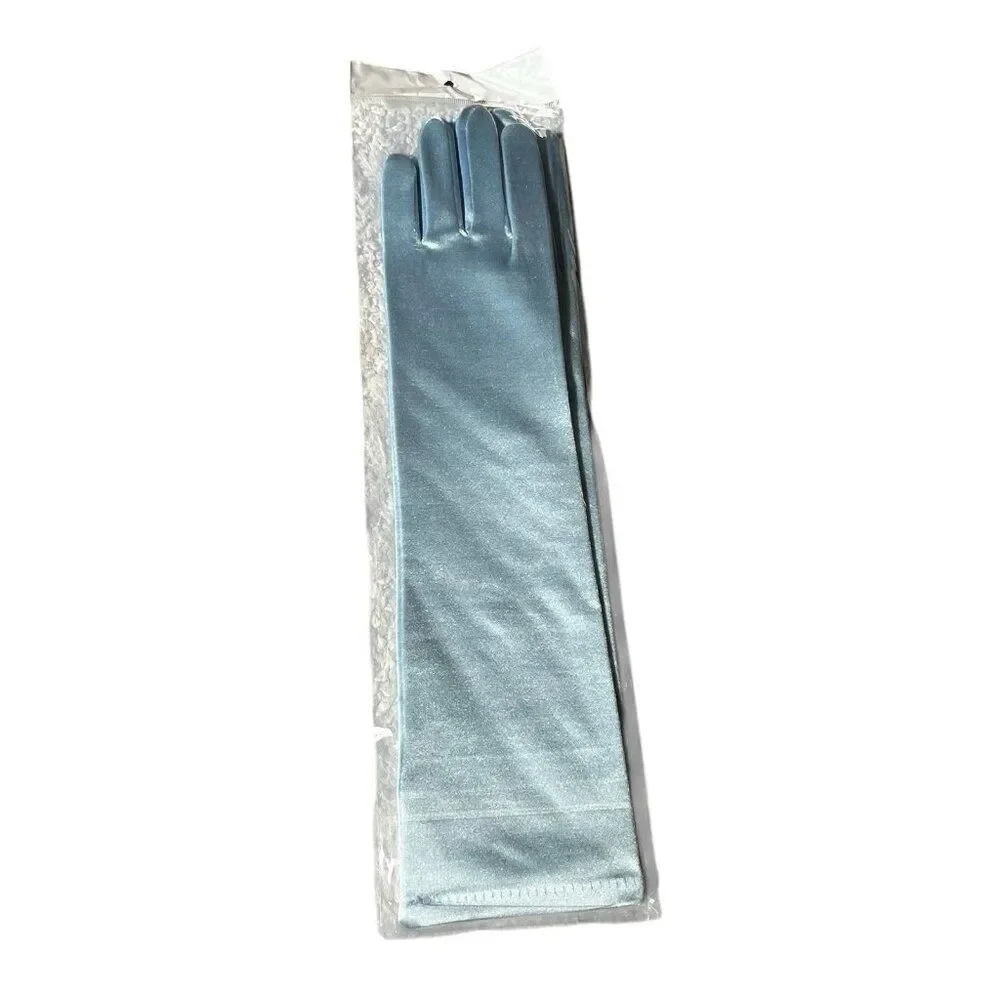 15 in Long Stretch Satin Gloves Pink Blue Lilac Prom Bridal Lot 4.One Size New